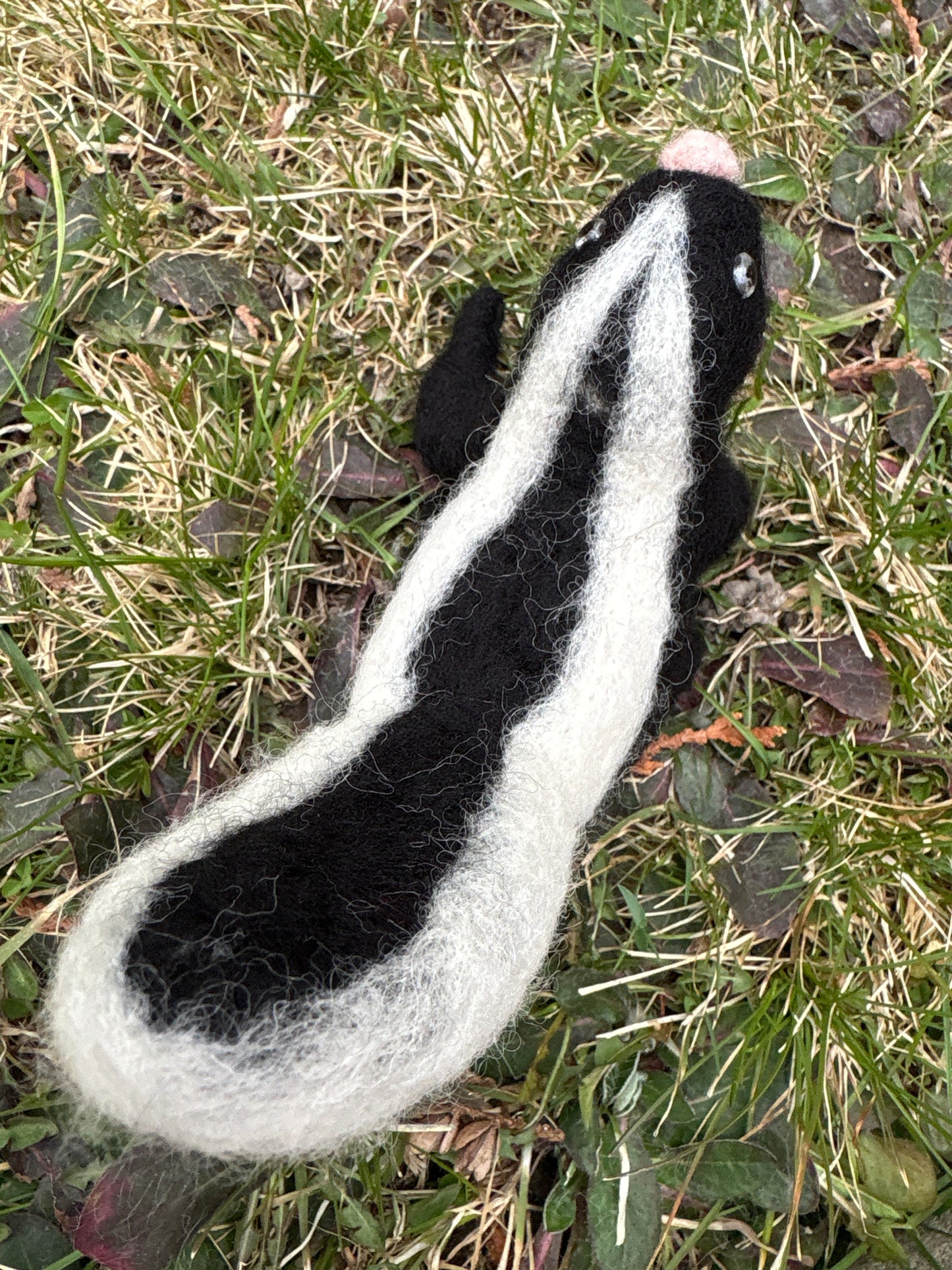 Sunny the Skunk Felted Wool Structure